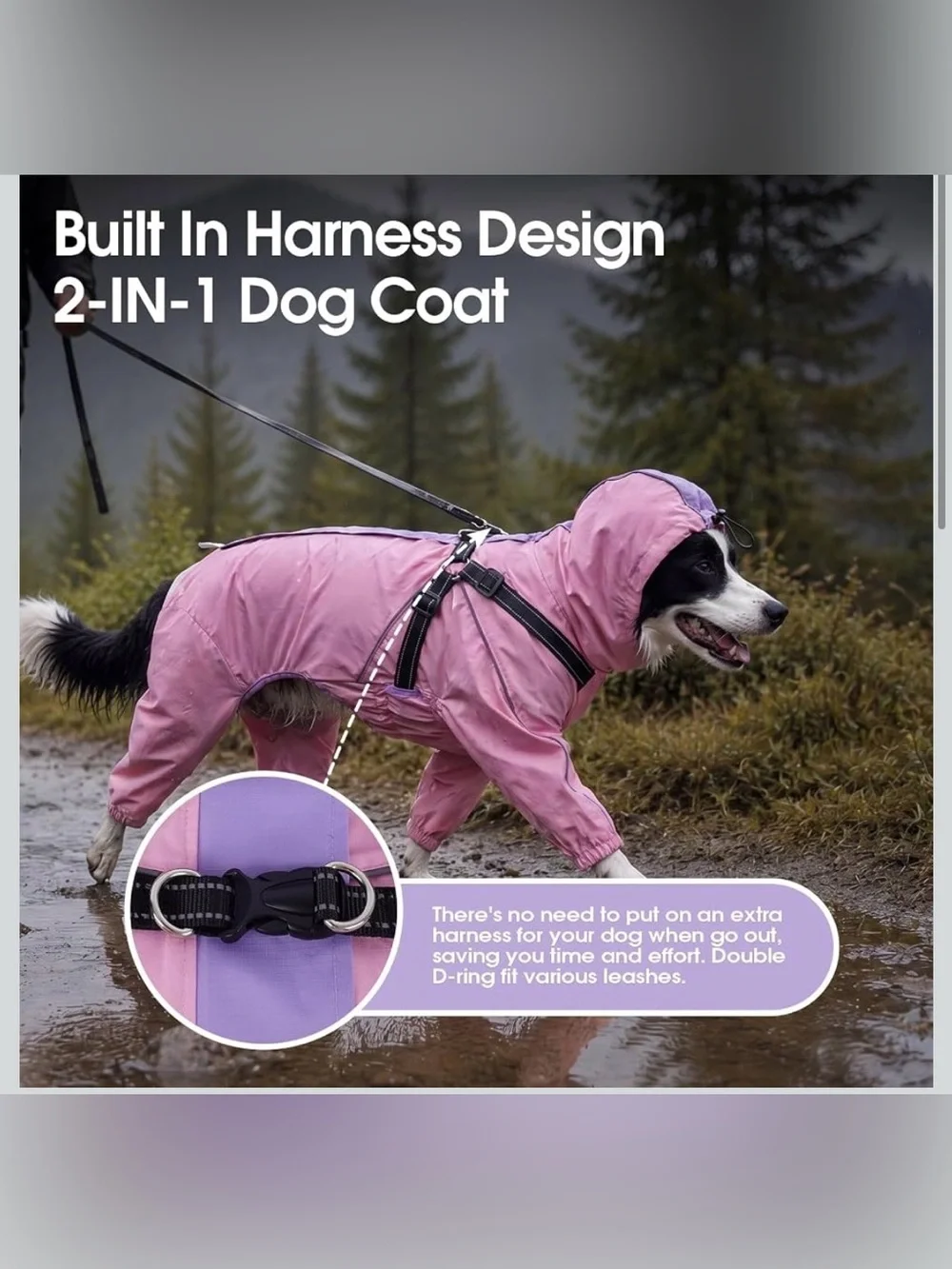 QBLEEV Lightweight Dog Windbreaker, Waterproof Outdoor Jacket, Pink, 2XL Waterpr